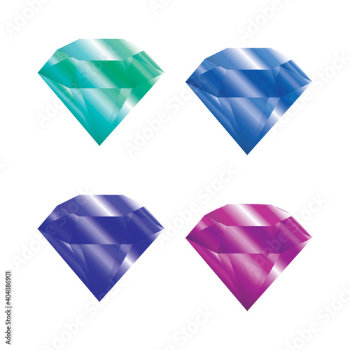 Four colored diamonds on a white background, vector illustration