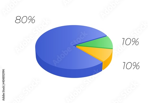3d pie. Isometric cycle diagram for infographics in 3 parts. Vector chart can be used for graph, report, presentation.
