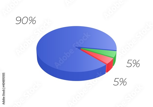3d pie. Isometric cycle diagram for infographics in 3 parts. Vector chart can be used for graph, report, presentation.