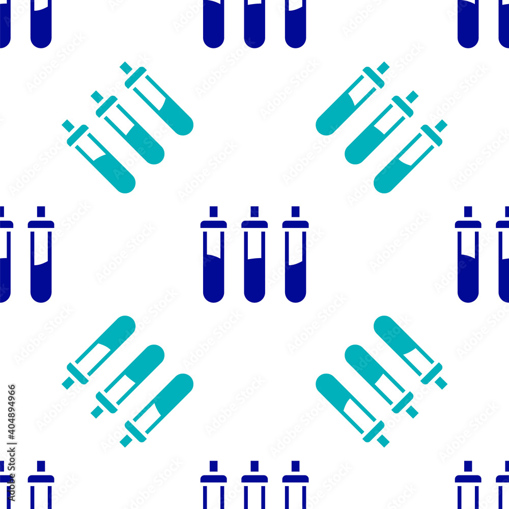 Blue Reagent bottle for physics and chemistry icon isolated seamless pattern on white background. Vector. Blue Reagent bottle for physics and chemistry icon isolated seamless pattern on white background. Vector.
