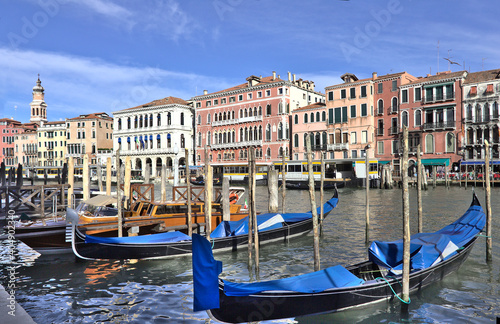 Gondolas in a canal in Venice  Italy