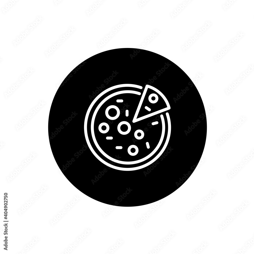 Pizza icon in black circular style. Pizza symbol. Vector illustration Pizza icon in black circular style. Pizza symbol. Vector illustration