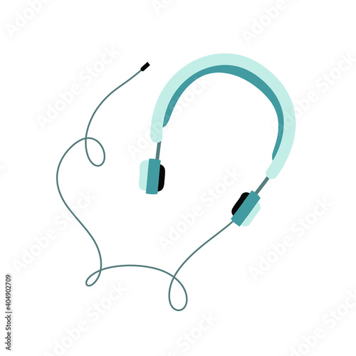 Headphones on a white background. flat illustration. Hand graphics