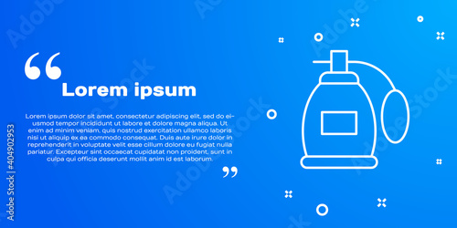 White line Perfume icon isolated on blue background. Vector.
