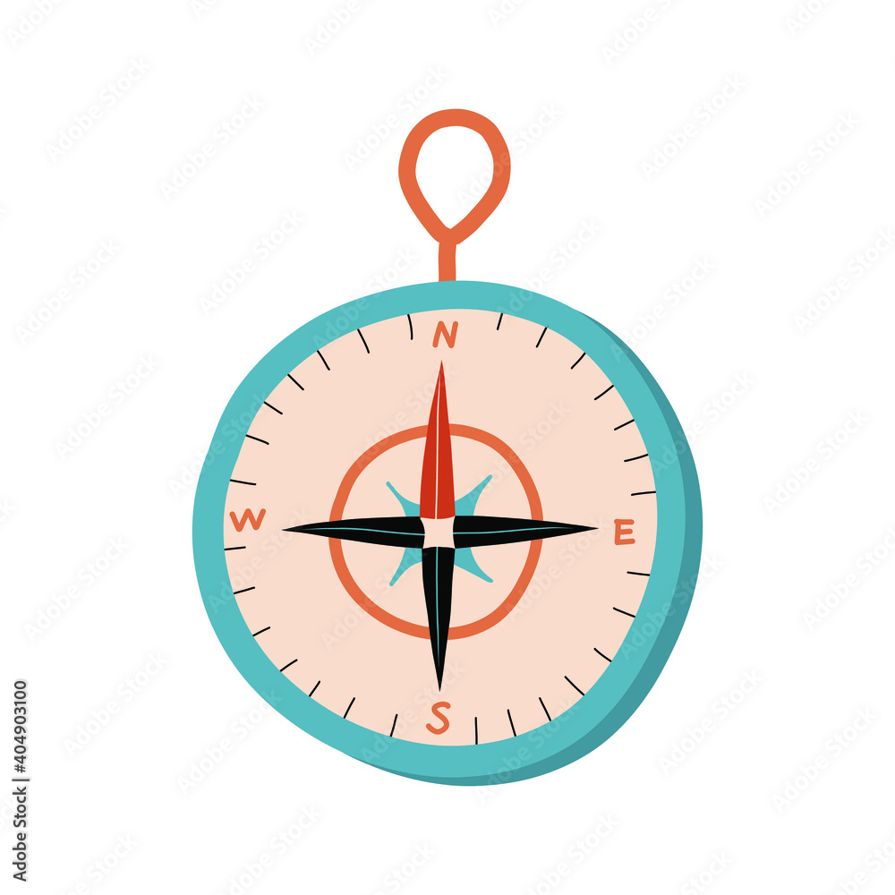 Compass on a white background. flat illustration. Hand graphics Compass on a white background. flat illustration. Hand graphics