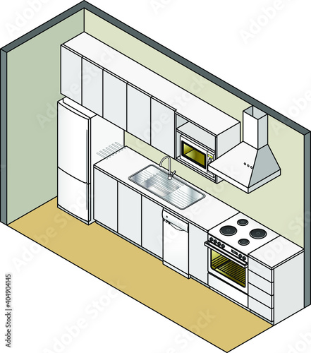 A contemporary galley kitchen.