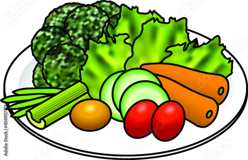 Paleo diet component (2 of 5) - vegetables. Plate size indicate relative recommended volume. Collect all 5 plates!