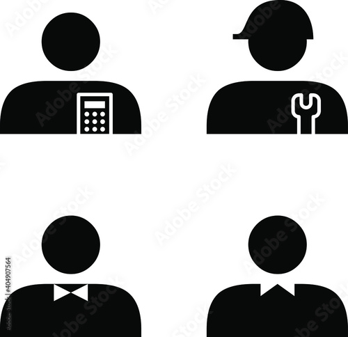 People icons. Job roles. Worker, vendor, client, user, industrial and technical.