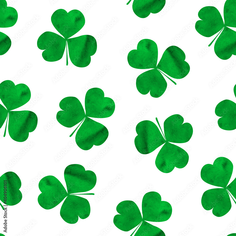 Three leaf clover seamless pattern For decoration of postcards print