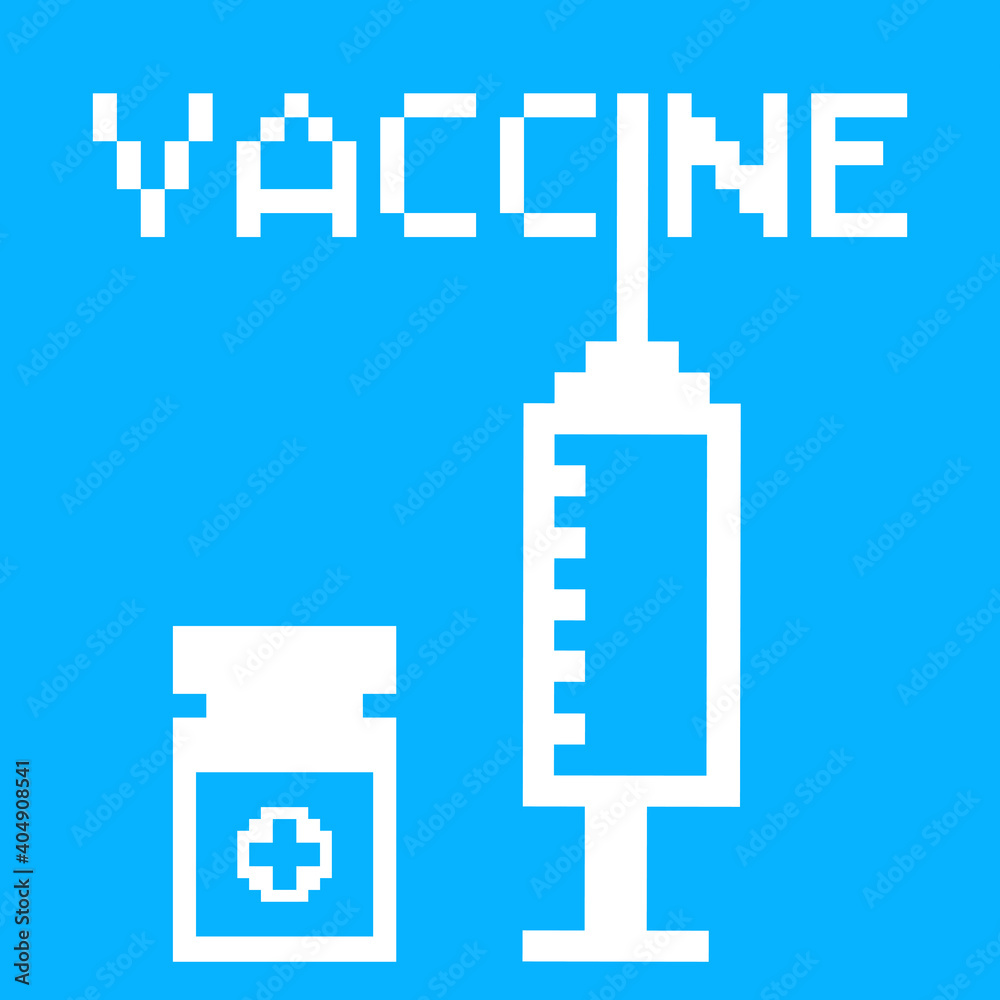 Vaccine with syringe pixel icons.Vector illustration of pixel medical vaccine icons. Vaccine with syringe pixel icons.Vector illustration of pixel medical vaccine icons.