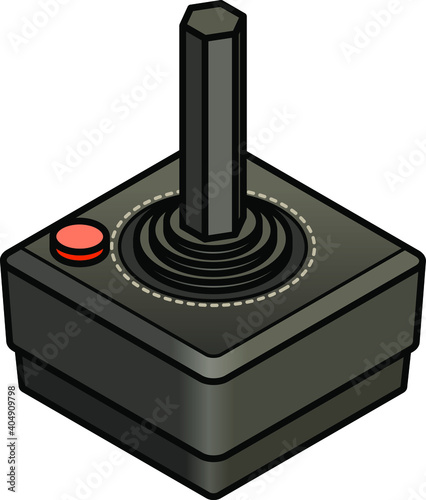 A beige retro gaming joystick.