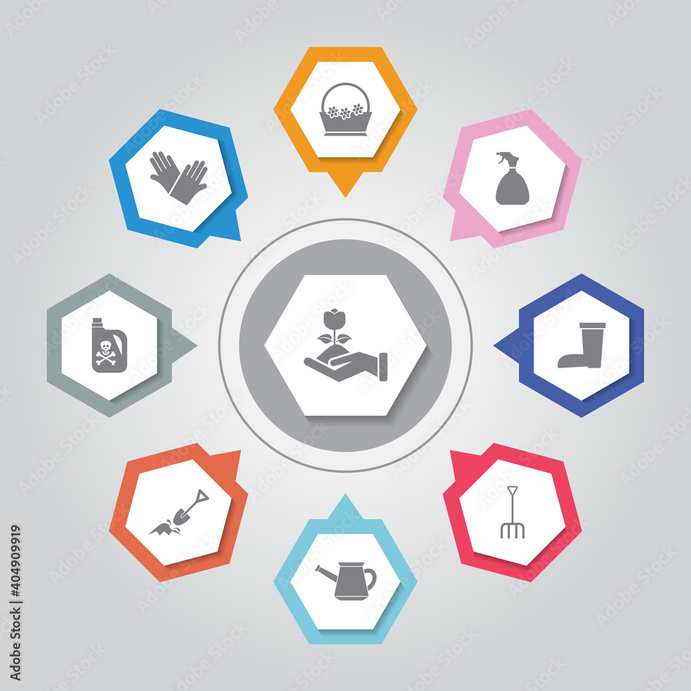 Gardening Icon. Simple flat vector icons set on Gray Radiant background