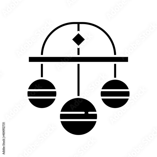 Pawn symbol black glyph icon. Three spheres suspended from bar. Monetary success symbol. Pawnbrokers symbolic meaning. Lombard banking. Silhouette symbol on white space. Vector isolated illustration