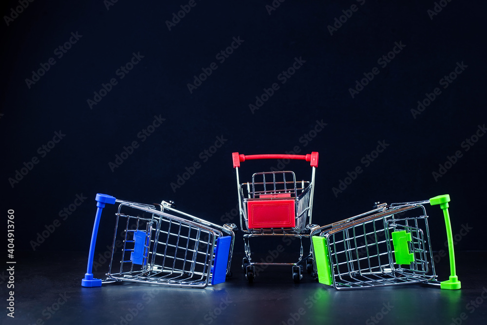 An empty shopping cart from the supermarket..