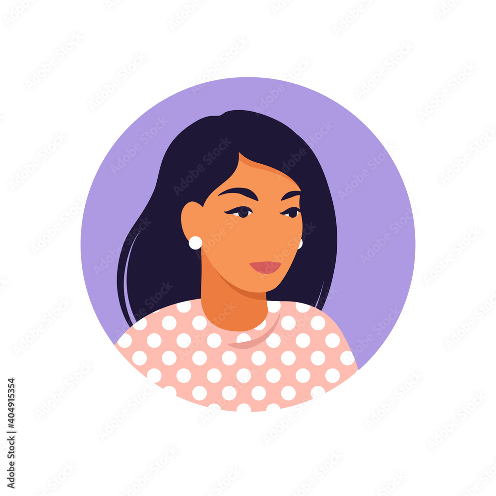 Woman avatar, portrait of a young woman in retro style. Portrait of a woman. Minimalist. Flat. Vector illustration Woman avatar, portrait of a young woman in retro style. Portrait of a woman. Minimalist. Flat. Vector illustration