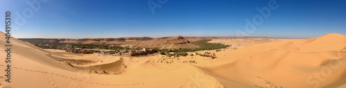 Desert Panorama landscape at North Africa Bechar Algeria  sandy Taghit desert