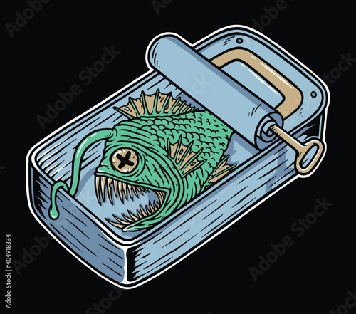 Ghost fish in a can illustration