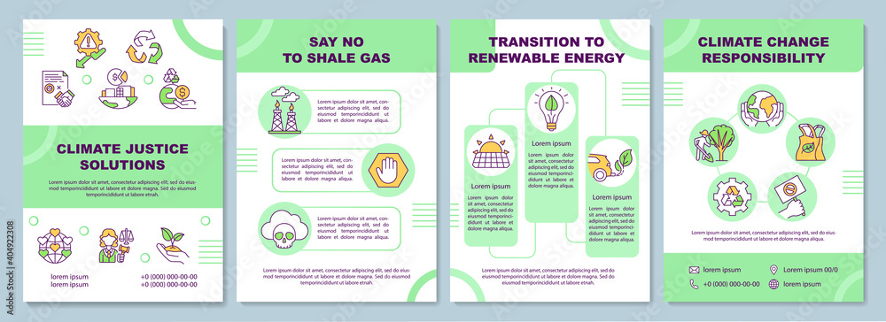 Climate justice solution.brochure template. Flyer, booklet, leaflet print, cover design with linear icons. Corporate responsibility. Vector layouts for magazines, annual reports, advertising posters Climate justice solution.brochure template. Flyer, booklet, leaflet print, cover design with linear icons. Corporate responsibility. Vector layouts for magazines, annual reports, advertising posters