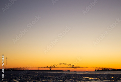sunset over the bridge