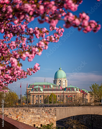 Amazing spring cityscape with Buda Castle Royal Palace in Buda Castle district