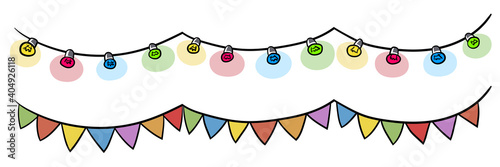 Colorful garland and party flags 