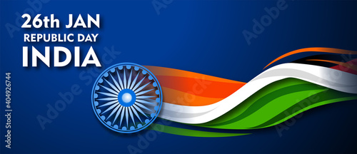 Indian Republic day concept with text 26 January. Vector illustration 
