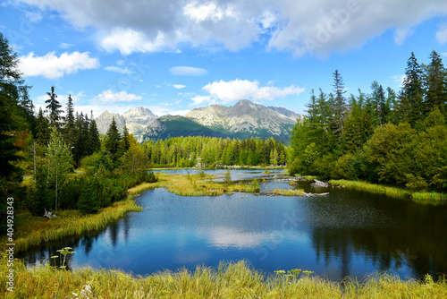 Fototapeta Naklejka Na Ścianę i Meble -  Beautiful view of New Strbske Pleso, High Tatras National Park, Slovakia, Europe