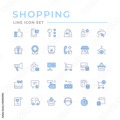 Set color line icons of shopping