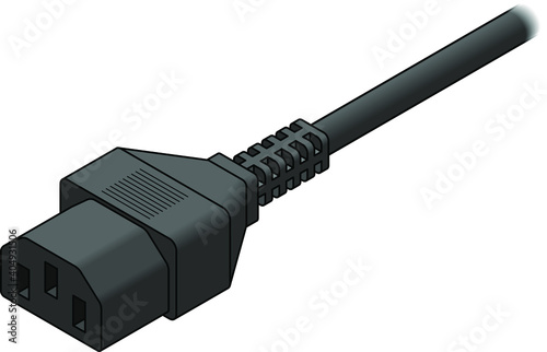 A PC/laptop power cord: 3-pin plug.
