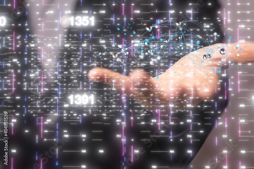 Wallpaper Mural Abstract network of physical devices on the Internet using a network connection with statistics numbers 3d illustration Torontodigital.ca