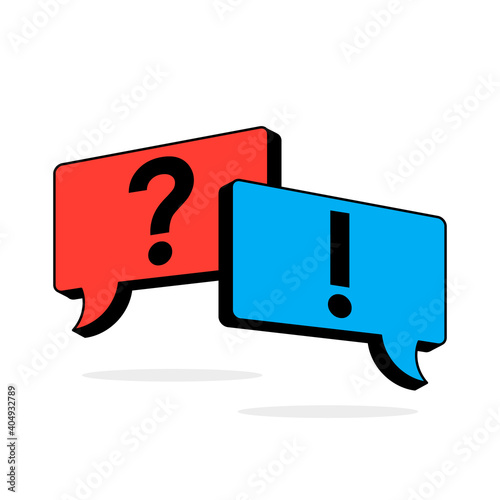 question mark and exclamation mark icon. online communication and learning concept.