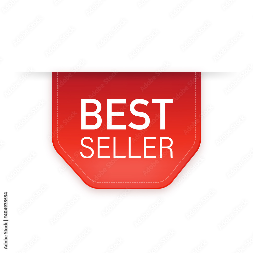 Best seller red ribbon isolated on white background. Red label, banner for any purposes. Vector illustration. Best seller red ribbon isolated on white background. Red label, banner for any purposes. Vector illustration.