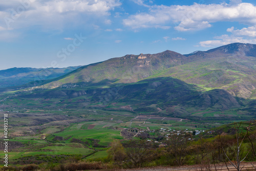 Achajur village with its surroundings and Aghstev reservoir, Armenia-azerbaydjan state border