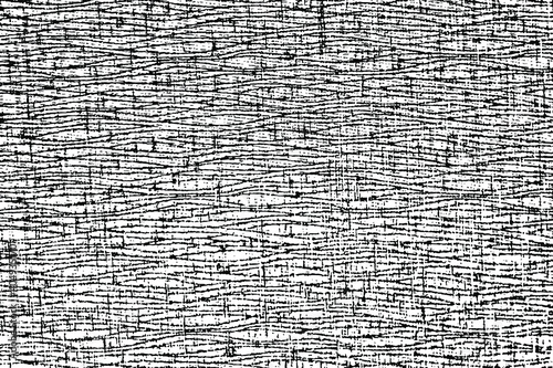 Grunge texture. Texture of natural coarse fabric with uneven pattern. Black and white abstract background. Vector illustration. Overlay template.