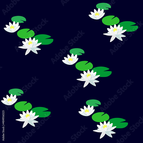 Seamless pattern with water lily. Vector background. 