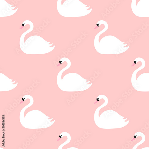 Seamless pattern with swans. Vector background. 