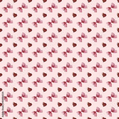 Watercolor seamless pattern on Valentine's day. Cute pattern for gift, postcard, digital paper