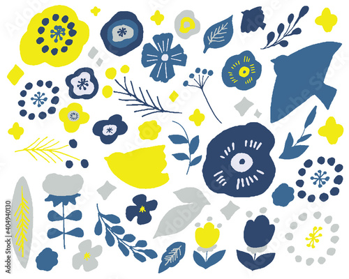 北欧　可愛い花のベクターセット　Vector collection with flowers. botanical elements