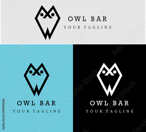 owl bar logo template, owl logo design, owl logo icon