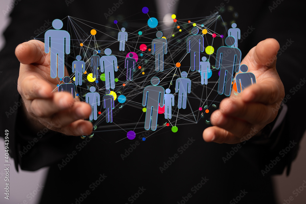 Business people silhouettes network team Business people silhouettes network team
