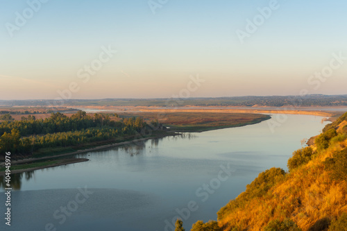 Guadiana view of the border between Portugal and Spain in Juromenha beautiful Alentejo landscape  in Portugal