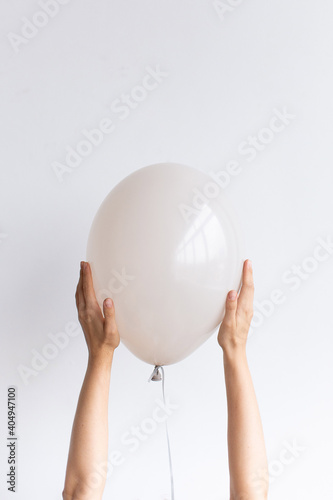 Latex balloon, Belbal (440), color Warm Grey pastel, size B95 11 inch, plastic ribbon photo