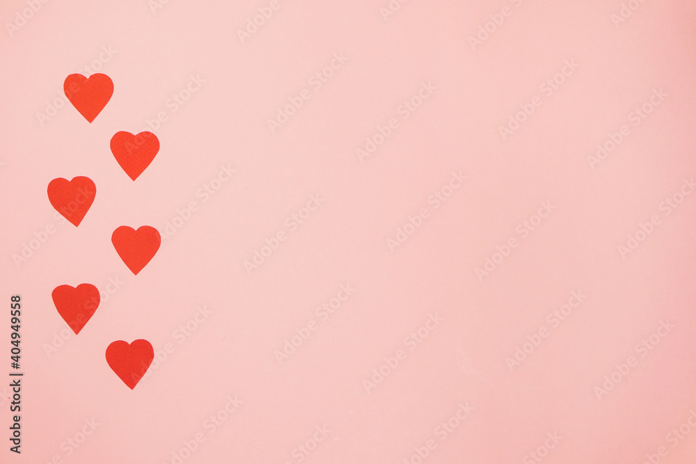 Paper hearts. Valentine's day wallpaper. Copy space