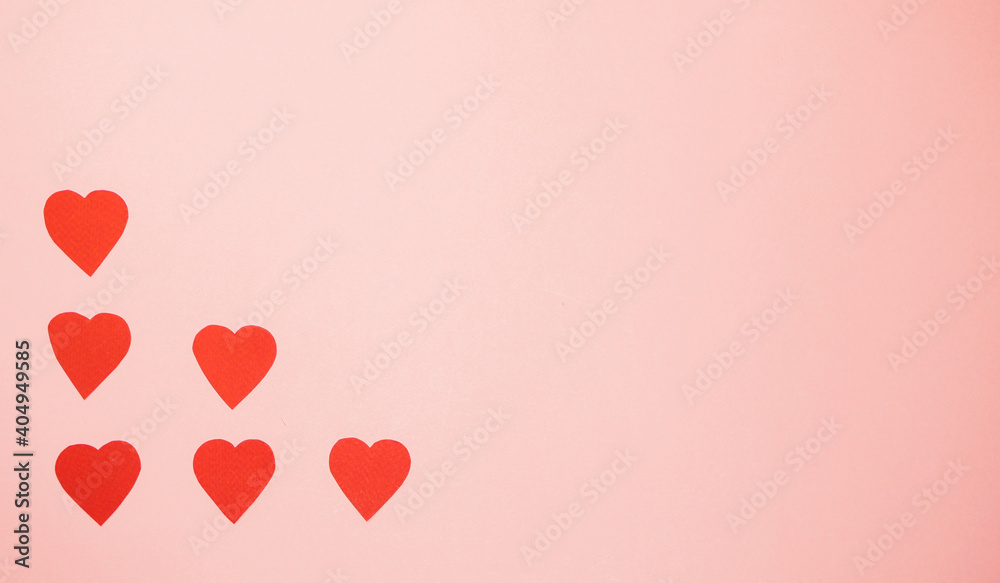 Paper hearts. Valentine's banner. Wedding wallpaper. Copy space
