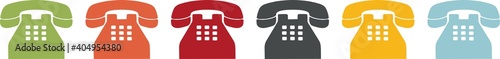 Coloured icons of old landline phones