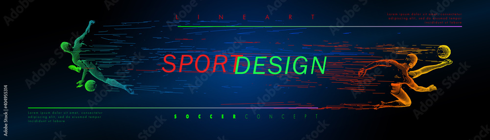 A set of fotball, soccer players drawing by lines with text. A set of fotball, soccer players drawing by lines with text.
