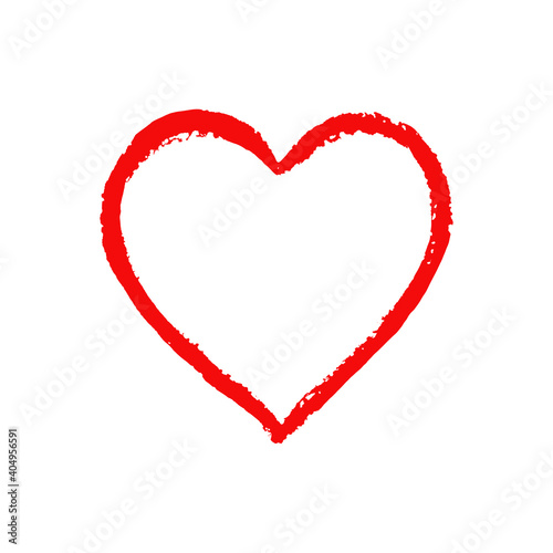 Vector ink red heart shape. Hand-drawn illustration on a white background isolated. Perfect for the design of postcards, posters, textile etc. with free space for text