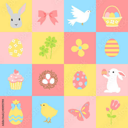 Easter collection of seasonal elements, hand drawn items, vector design, Tapestry