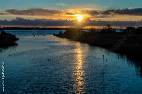 sunset over the river