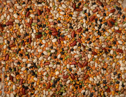 Beans and lentils background legumes of different kinds 